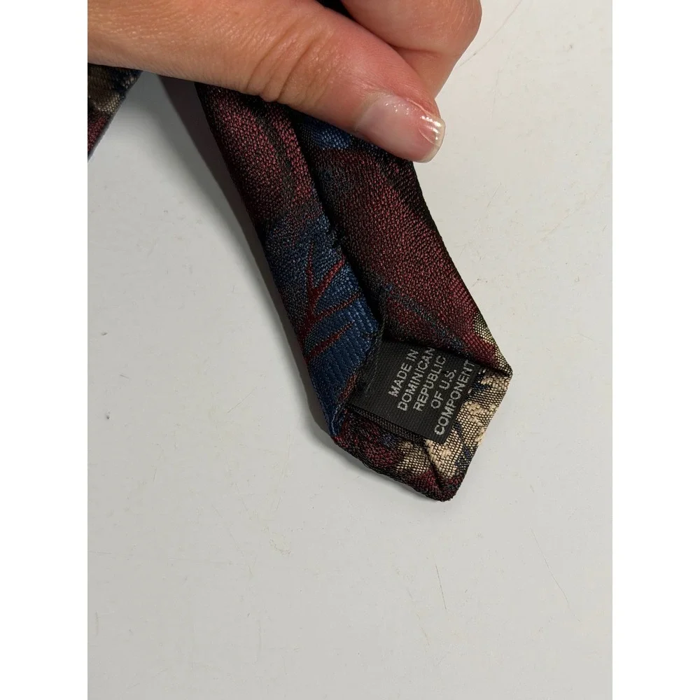 VTG Envoy Necktie Burgundy Floral Jacquard Tall Extra Length Silk Blend Mens